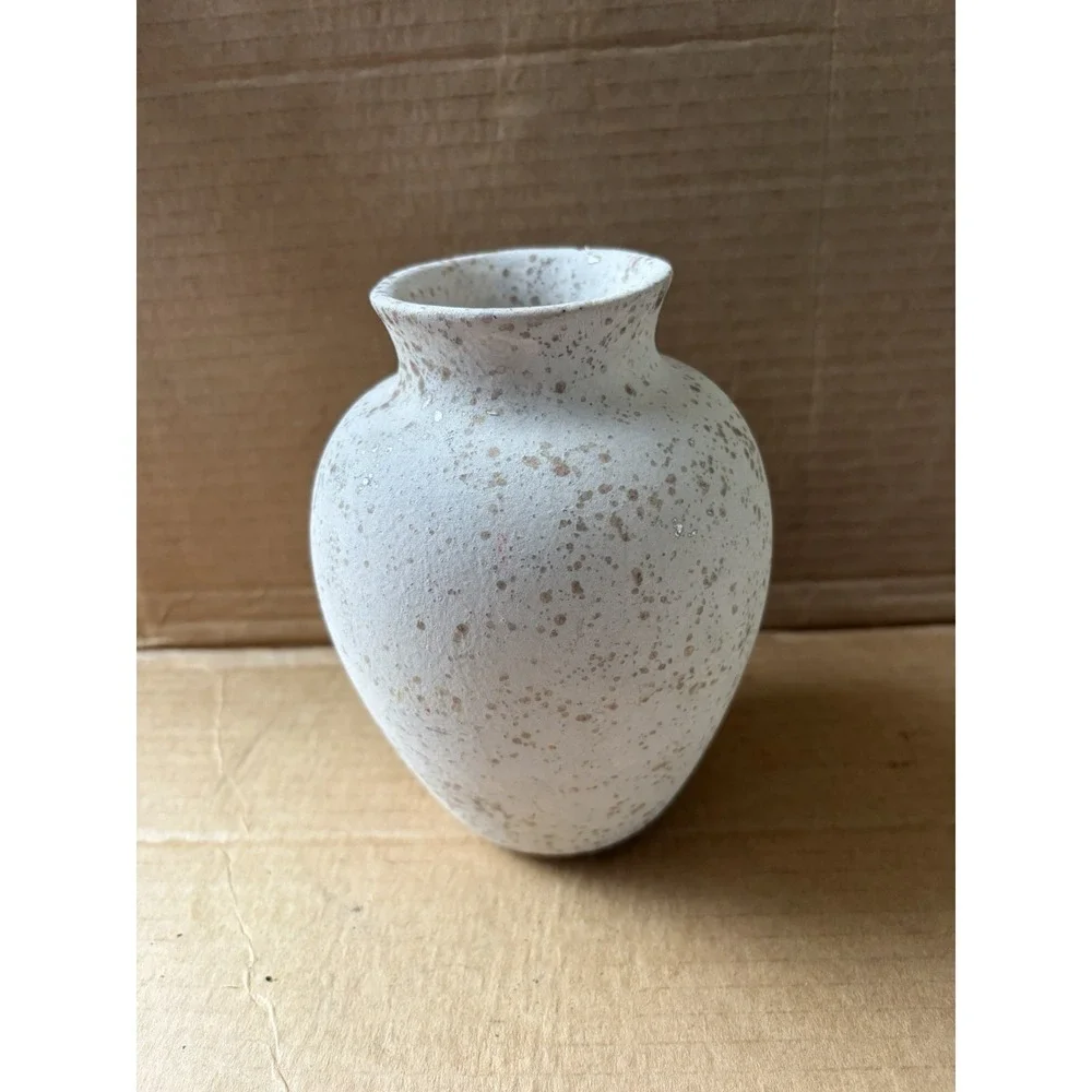 Unbranded Ceramic Art Vase White with Beige Speckles Decorative Home Decor